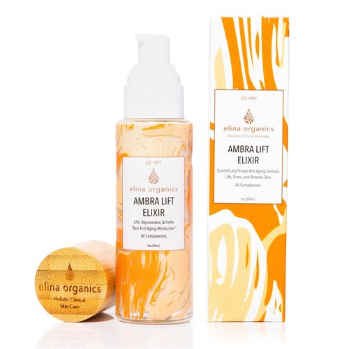 Elina Organics Ambra Lift Elixir, 2oz – Award-Winning Anti-Aging Moisturizer with Baltic Amber, Marine Collagen & Pearl Powder – Lifts, Firms & Hydrates – Organic, Vegan