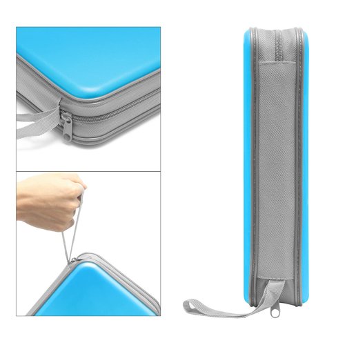 CD Case, Siveit DVD Case Holder 96 Capacity Hard Plastic CD DVD Disc Cases Storage Binder Wallet for Car Home Office Travel (Sky Blue)