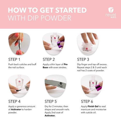 Revel Nail Dip Powder - Glitter Dip Powder for Nails, Chip Resistant Dip Nail Powder with Vitamin E and Calcium, DIY Manicure, 6-Pack