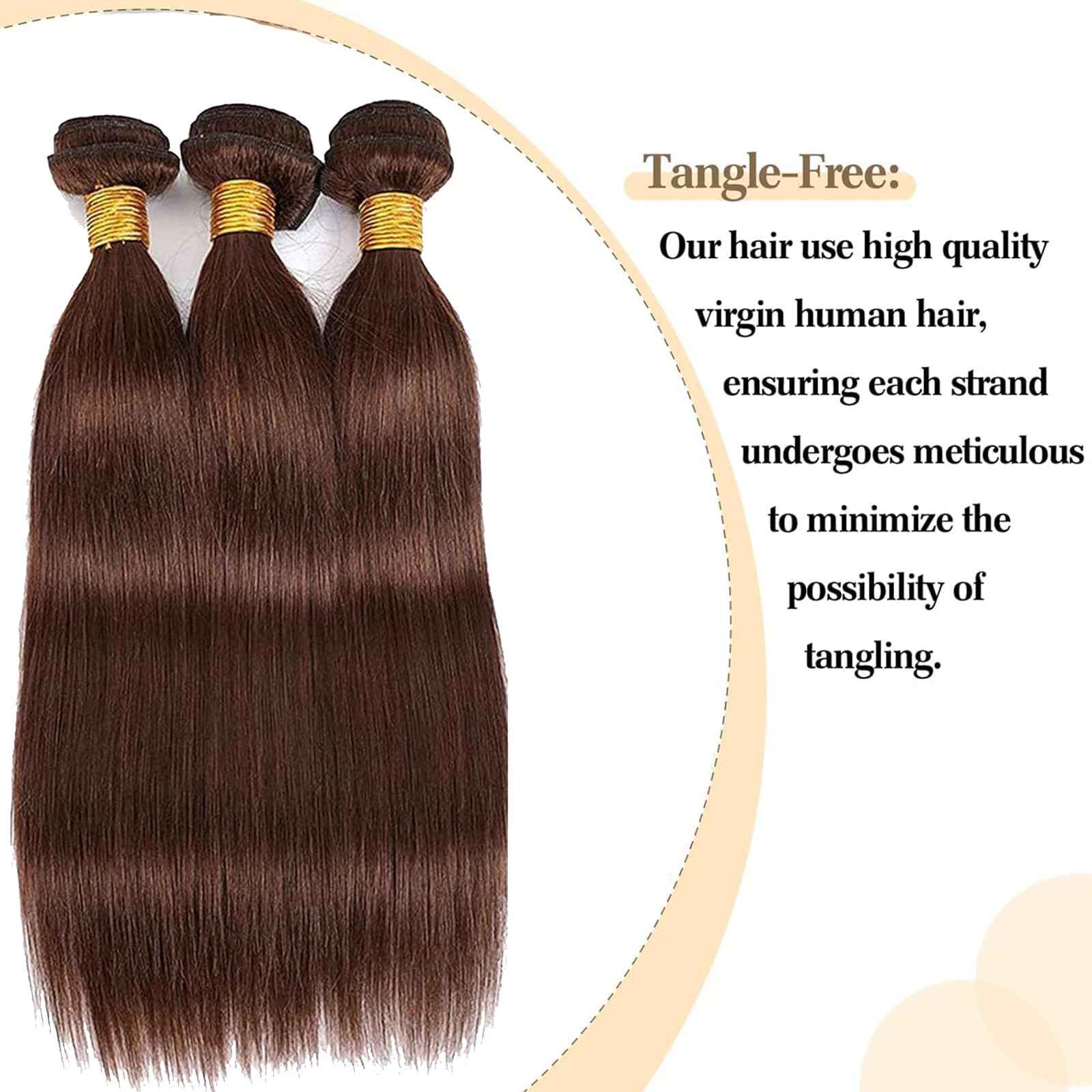 Habiliana Bundles Human Hair 26 28 30 Inch Straight Dark Brown 4 Human Hair Bundles 11A Unprocessed Brazilian Virgin Quick Weave Hair Extensions for Black Women