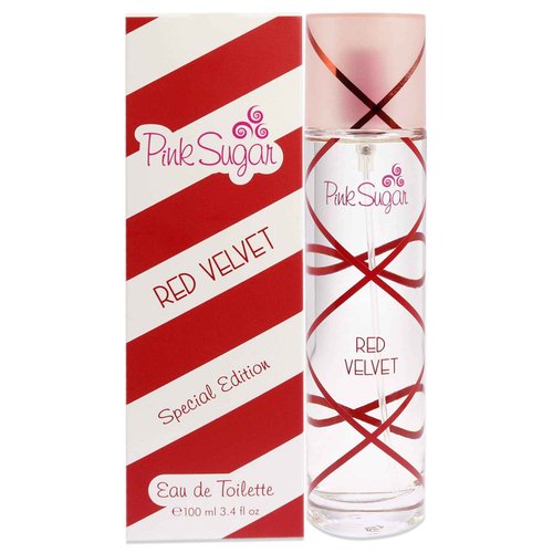 Pink Sugar Red Velvet Body Mist Fragrance for Women, Sweet and Fruity Long-Lasting Scent, Notes of Floral, Strawberry and Caramel, 8 Fl Oz