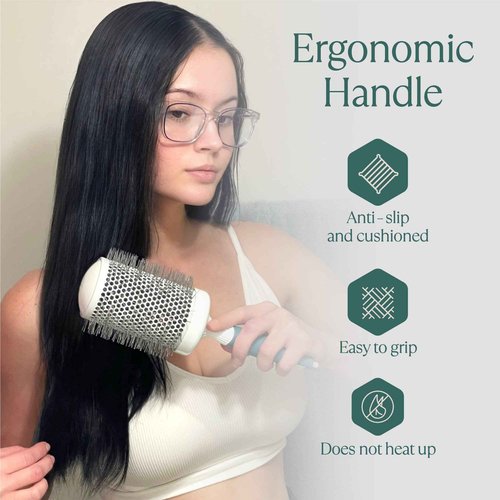 Round Brush Set for Blow Drying and Styling - Ceramic Ionic Thermal Brushes, Wet Hair Brush Bundle with Travel Bag for Women and Men