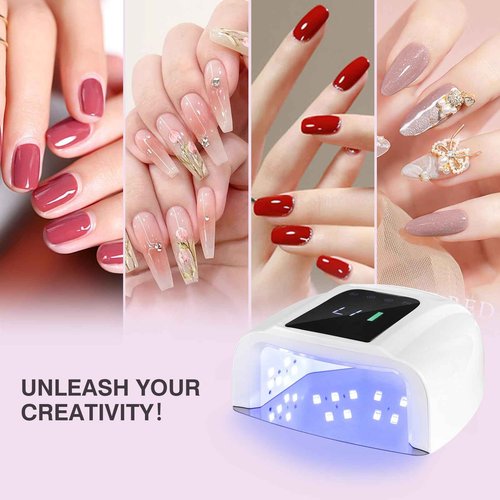 NailFace Rechargeable UV LED Nail Lamp, 96W Cordless Nail Dryer Wireless UV Gel Nail Polish Curing Light with 42 Beads LCD Smart Sensor 4 Timer Settings