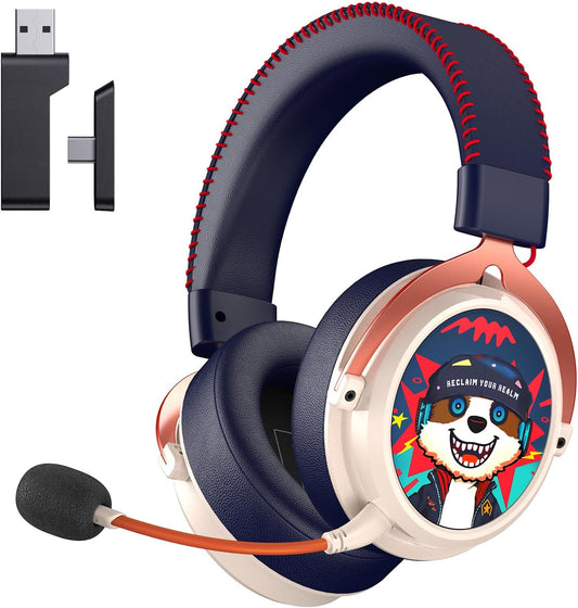 2.4GHz Wireless Gaming Headset for PS5, PS4, PC, Switch, 7.1 Surround Sound, Bluetooth 5.4 Gaming Headphones for Phone, Pad, Laptop, 6mm Noise Canceling Mic, Bio-Dynamic Stereo Sound - Black