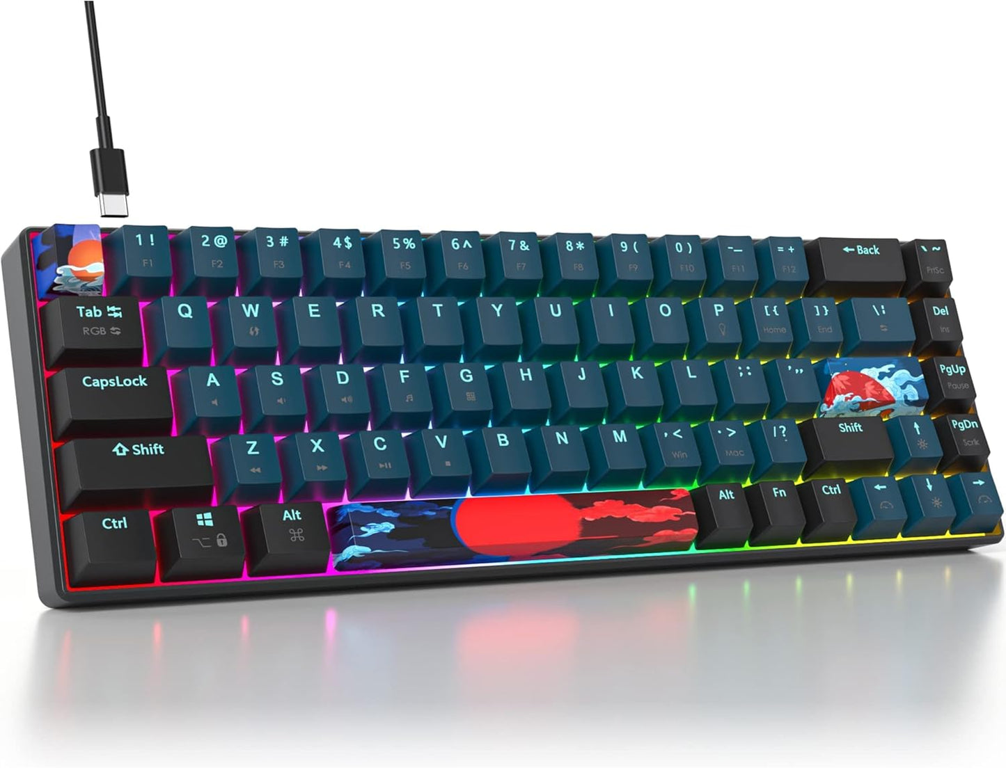 60 Percent Gaming Keyboard Portable 61 Keys Mechanical Keyboard Compact Wired Keyboard RGB Backlit for PC Laptop Gamer(61 Blue/Blue Switch)