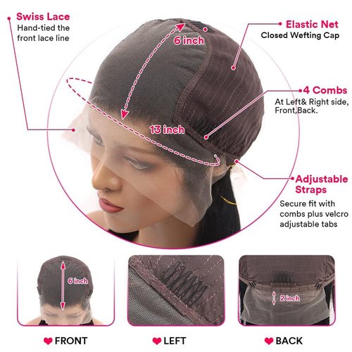 Zhengshuo 13x6 Deep Wave Lace Front Wigs Human Hair 200% Density Human Hair Wig Pre Plucked 13x6 HD Transparent Lace Front Wigs for Women 18 Inch