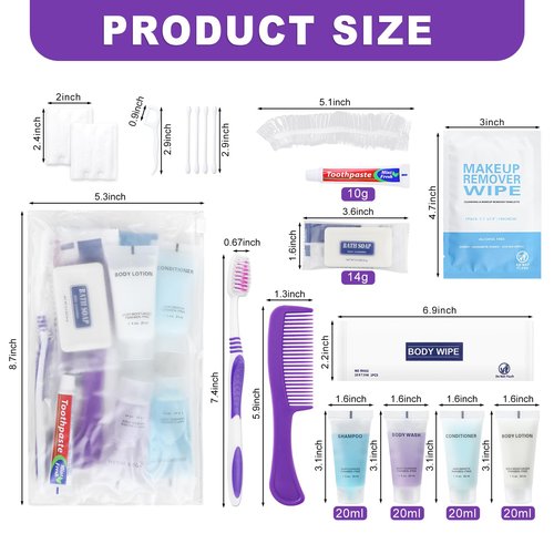 Pack of 10 Basic Toiletry Kits, Individually Packed, Personal Hygiene Kit Bulk Homeless Care Package Supplies, Travel Size Convenience Kits Suitable For Hotel, Home, Camping, Travel