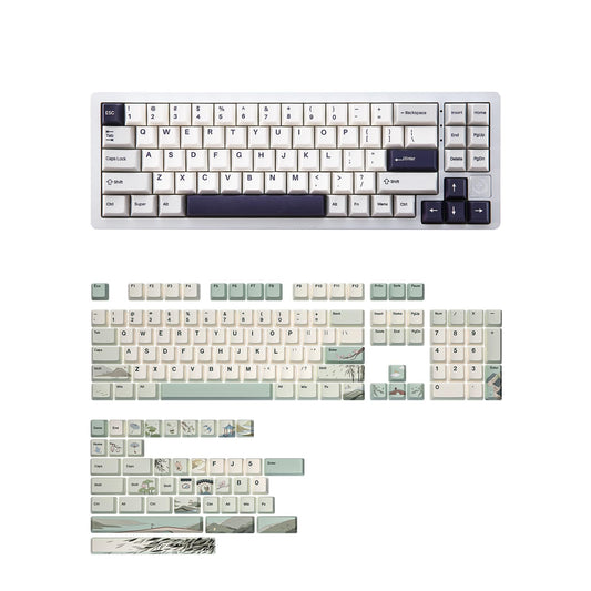 YUNZII AL71 68% Mechanical Keyboard (Siver, Crystal White Switch) and Full Keycap Set (Spring Tea) Bundle