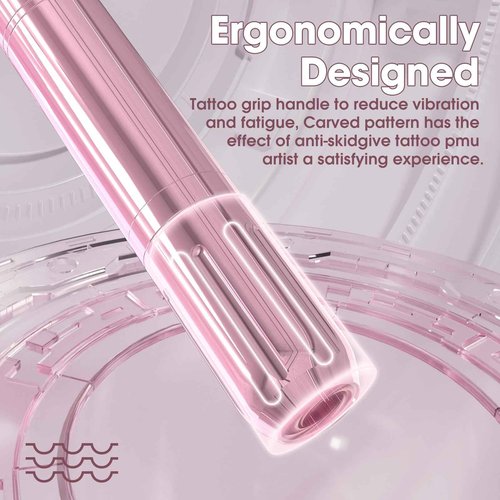 POPUPMU Tattoo Machine Kit - Wireless Tattoo Pen 3.0mm Stroke Length 800mAh Coreless Motor Rotary Gun Pen Set with Lining Needles Round Liner 18Pcs for Tattoo Beginner Artist Pink(NORA)