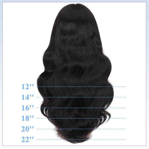 FAVE 16 Inch Human Hair Wig with Bangs 1×3 HD Lace Top Glueless Bang Wig Human Hair for Women, Natural Waves Looking,Beginner Friendly(Natural Color)
