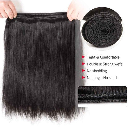 CYNOSURE Brazilian Hair 3 Bundles 9A Virgin Unprocessed Straight Human Hair 12 14 16 inches Brazilian Straight Hair…