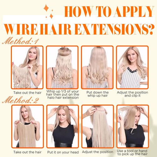 Fshine Invisible Wire Hair Extensions Real Human Hair 18 Inch Secret Wire Hair Extensions Black Roots to Black Mix Honey Blonde Adjustable Fishing Line Hair Extensions Silky Clip Ins 80G