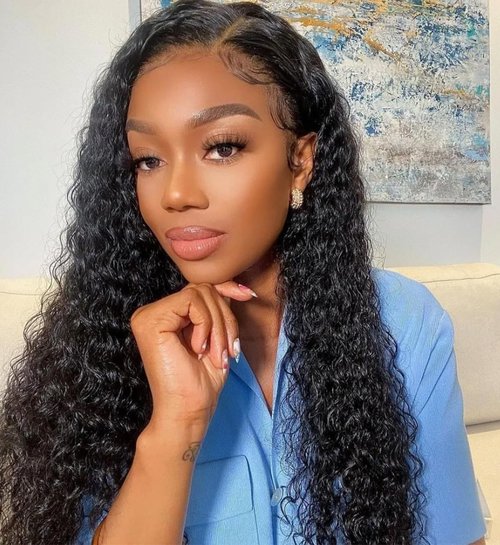 TENACOO Deep Wave Lace Front Wigs Human Hair 13x4 Deep Curly Lace front Wigs Pre Plucked with Baby Hair Curly Wigs for Black Women 180% High Density 18 Inch