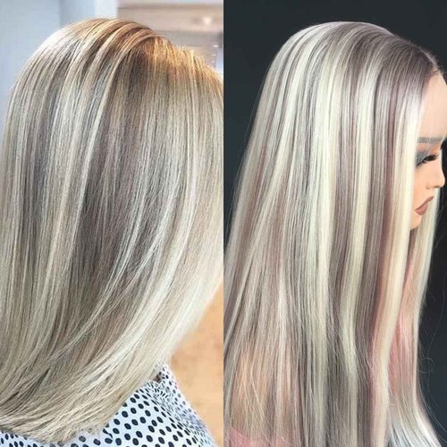 mytonecoo 13x6 Lace Front Wig Synthetic Hair Highlight Blonde Balayage Long Straight Synthetic Lace Front Wig with Preplucked Hairline for Women 24inch Daily Wig
