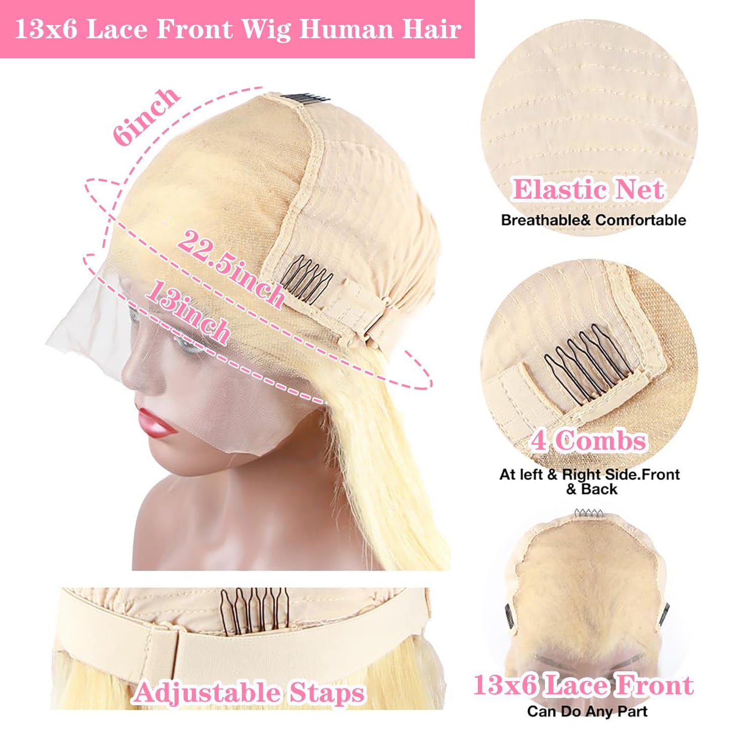 26 Inch Blonde Wig Human Hair 613 13x6 Lace Front Wig Human Hair Pre Plucked 180% Density Body Wave Transparent Lace Frontal Glueless Wigs Human Hair