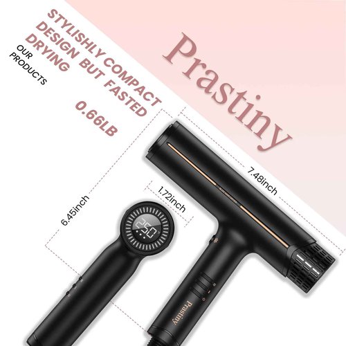 Prastiny Hair Dryer with Diffuser: Professional High Speed Quiet Ionic Blow Dryer - Intelligent Heat Control - Lightweight Portable Travel & Home for Women & Stylists Frizz Free Styling SGS Certified