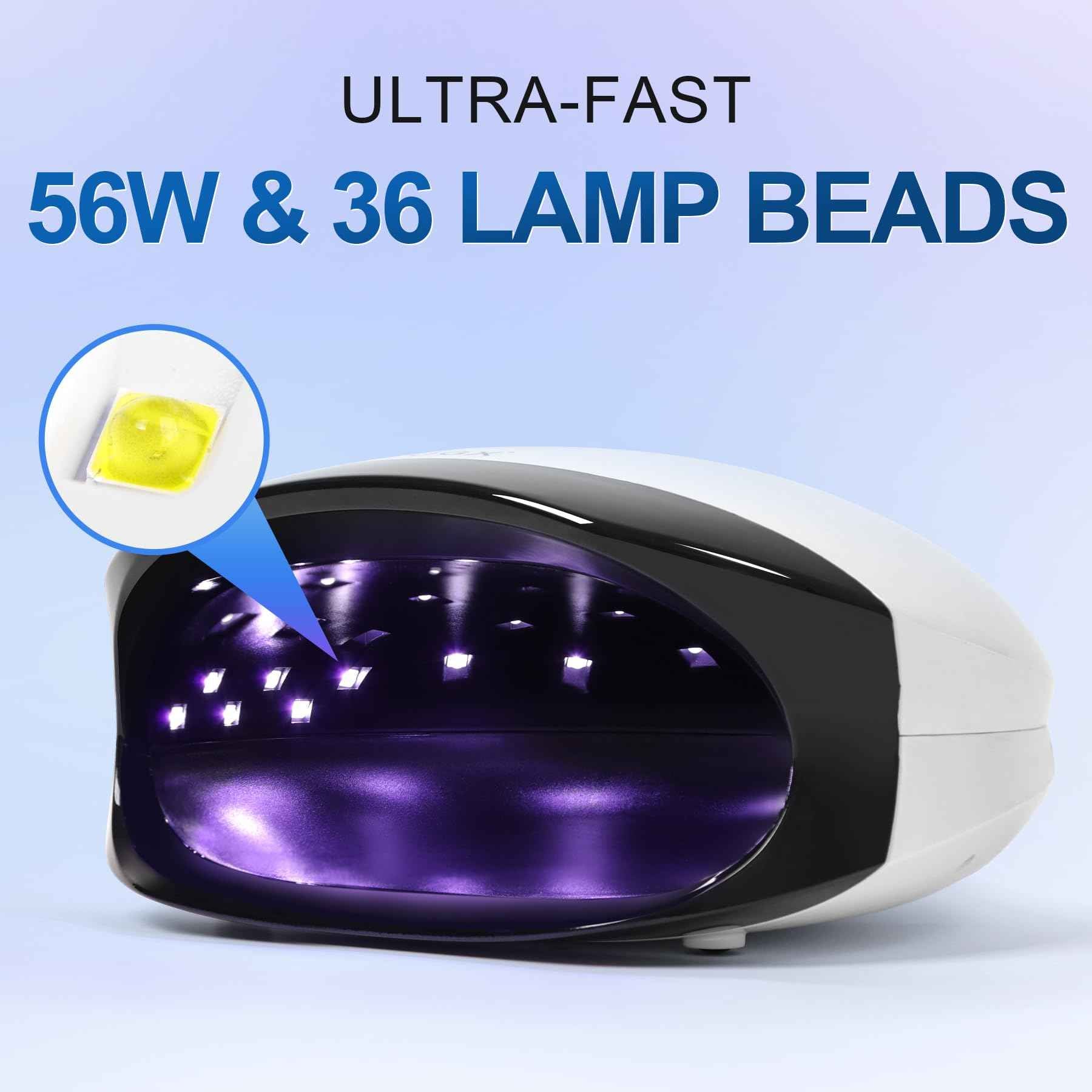 L'UGX 56W UV LED Nail Lamp Nail Dryer for Gel Polish, UV Light Curing Lamp with 4 Timer, Perfect for Manicure and Pedicure