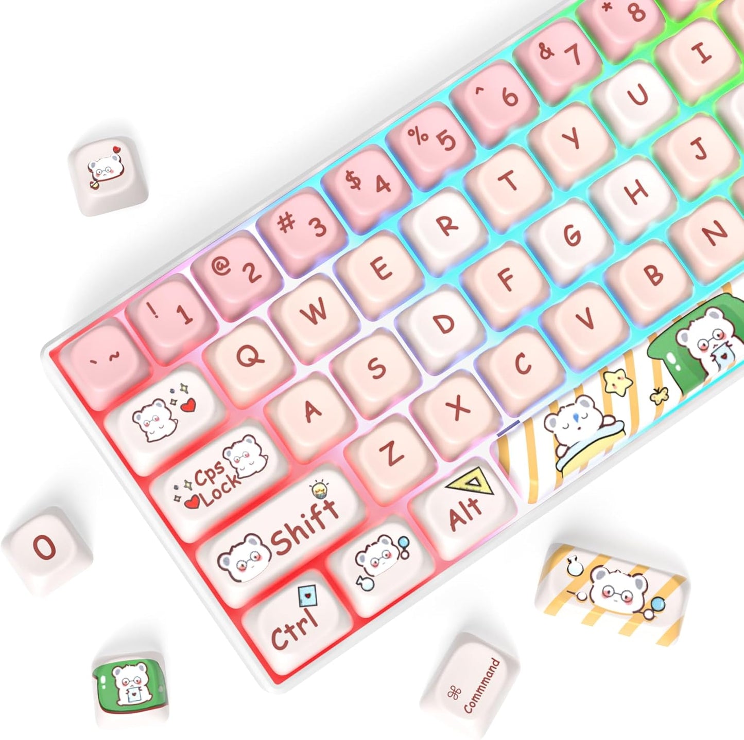 140 Keys Gradient Keycaps Side Printed Keycap Set Cherry Profile PBT Keycaps Double Shot Shine Through Custom Keycaps for Mechanical Gaming Keyboards(Minutest Dust)