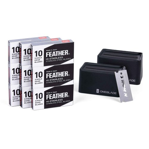 90 Feather FHS-10 Japanese Steel Razor Blades - Refill for OneBlade Core, Hybrid, & Genesis Razors - Single Blade Razor