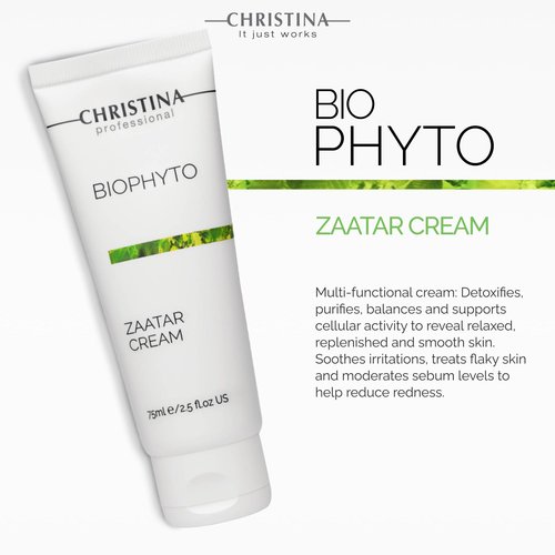 -CHRISTINA- Biophyto Zaatar Cream - 75ml - Vitamin E and Retinol Cream with Thyme & Marjoram Oil for Skin Repair - Balancing Cream for Combination, Dry, Normal, Oily and Sensitive Skin