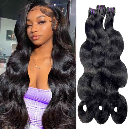 Wigtune 16A Raw Body Wave Human Hair Bundles 14 16 18 Inch Brazilian Virgin 100% Unprocessed 3 Bundles Human Hair Hight Quality Hair for Black Women Natural Color