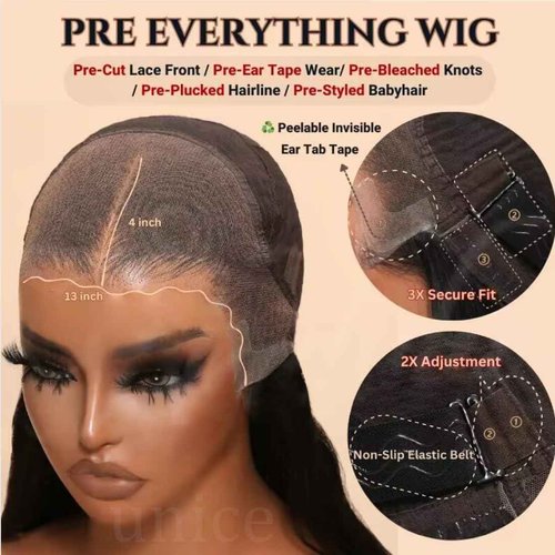 UNICE 12 inch Loose Wavy Short Bob Wigs human Hair Chestnut Brown 13x4 HD Lace Front Glueless Wigs Human Hair Pre Plucked Pre Cut Lace Bleached Knots Ready to Wear Wig