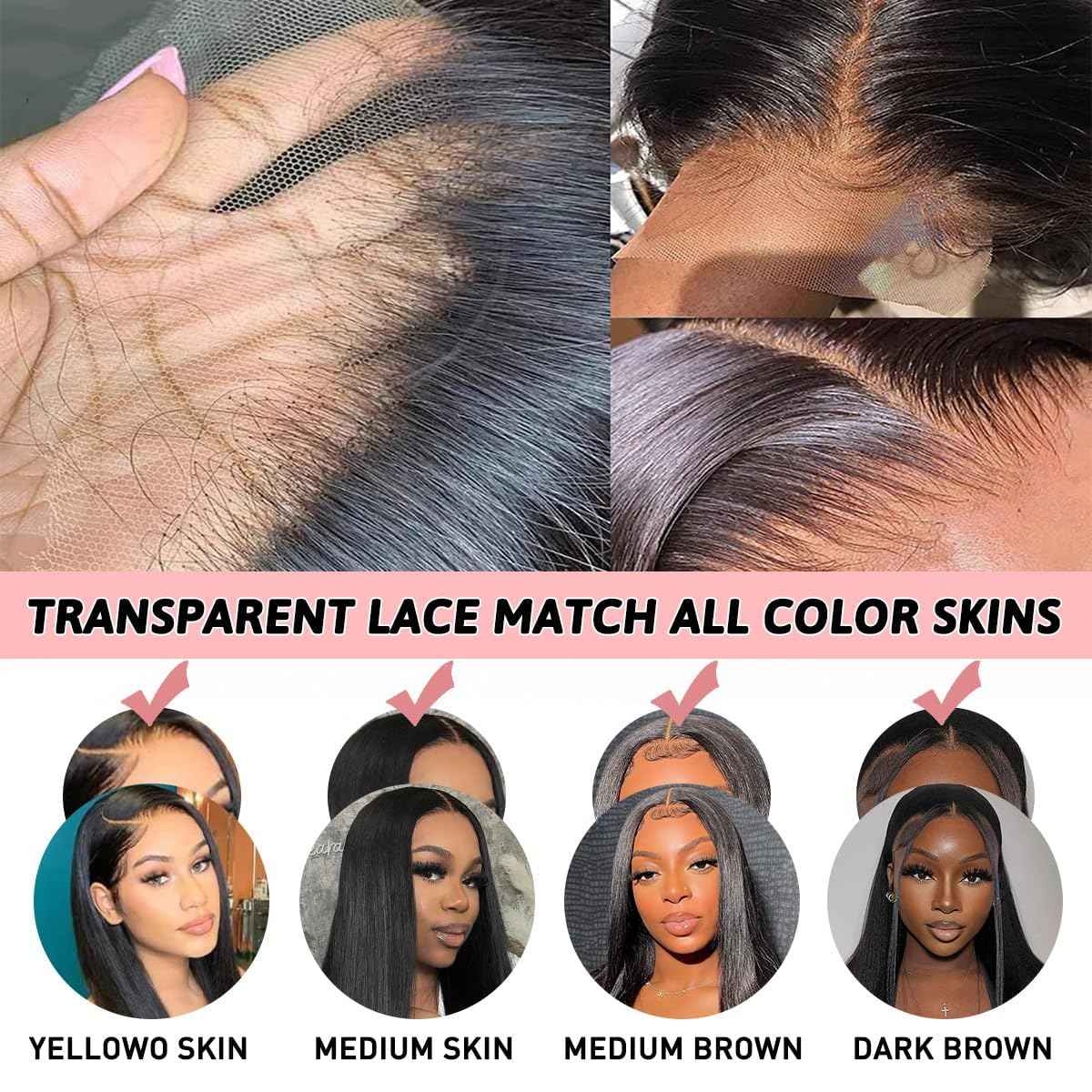 250% Density 13X4 HD Lace Front Wigs Human Hair Straight Lace Front Wigs Human Hair pre plucked Glueless Frontal Wigs for Women Natural Black (250 Density Straight Wig 18inch)