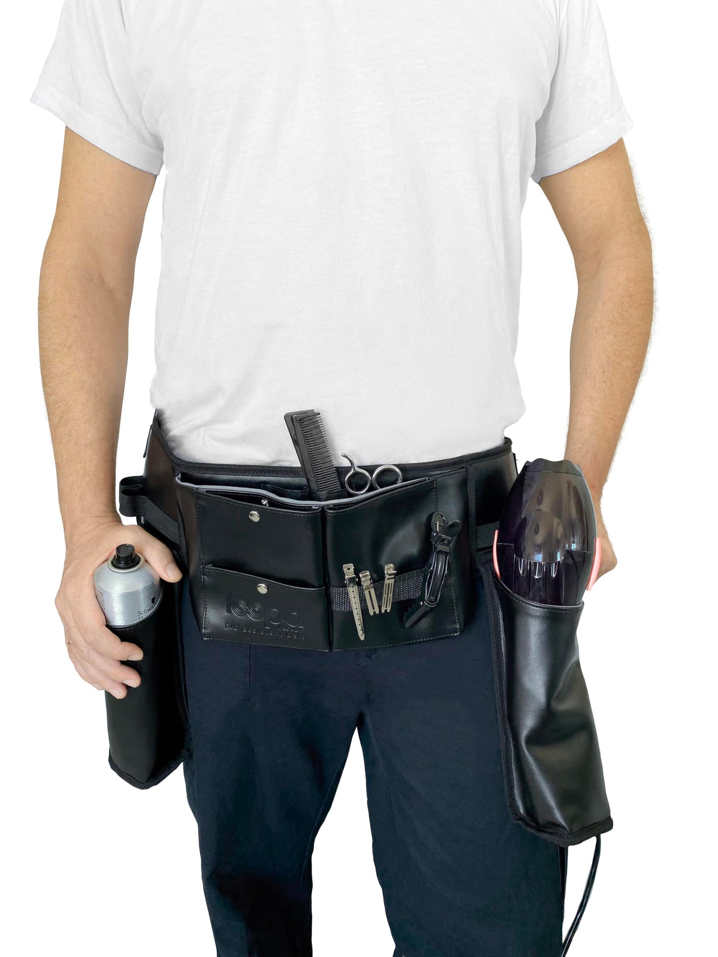 Professional Hair Stylist & Hairdresser Working Belt: Efficient Tool Organization & Workflow Enhancement with Thermal Pocket for Curling Irons Hair Dryers, & Hairspray - Ideal for On-The-Go Stylists