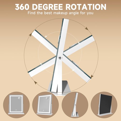 MINISO Vanity Mirror with Lights-19.7" x 15.8" LED Makeup Mirror, 3 Color Modes Touch Control and Brightness Adjustment Lighting Mirror, 10X Magnifying Glass, 360° Rotation
