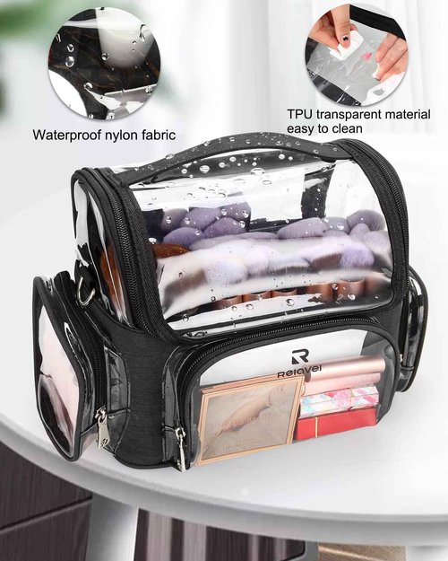 Relavel Professional Makeup Bag Backpack and Cosmetic Bag, Durable Waterproof Material with Shoulder Straps and Adjustable Dividers, Artist Organizer