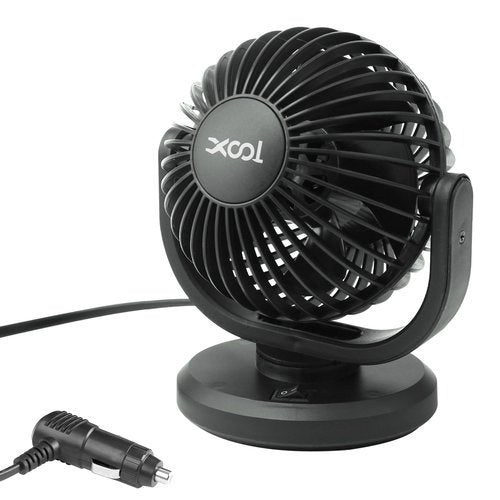 XOOL 12V Car Fans, 4" Electric Car Cooling Air Fan Powerful Single Car Fan Cigarette Lighter Low Noise 360 Degree Rotatable for Truck Vehicle Boat Van SUV RV