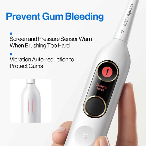 usmile Y10 PRO Rechargeable Electric Toothbrush with Smart Display, Missed Spot Detection, Pressure Sensor, 180-Day Battery Life, IPX8 Waterproof, Travel-Friendly with 2 Brush Heads