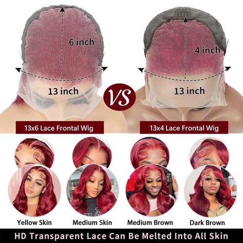 24 Inch Burgundy Wig Human Hair 13x6 Burgundy Lace Front Wigs Human Hair 200 Density HD Lace Front Wigs Glueless Wine Red Body Wave Lace Front Wigs Pre Plucked for Women