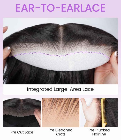 Loose Body Wave Lace Front Wigs for Black Women Wear and Go Glueless Wigs Human Hair Pre Cut Preplucked Prebleached Human Hair Wig Wear and Go Glueless Wig 6x5 HD Lace Closure wig