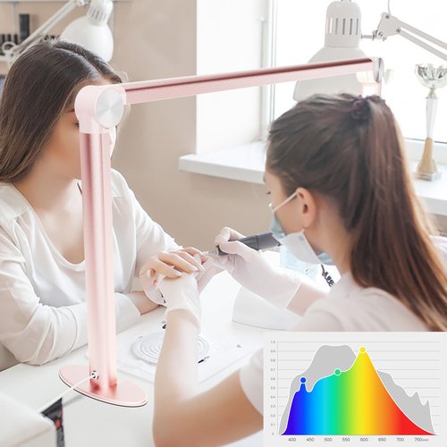 gelpal Nail Tech Lamp for Desk，30" 48W Professionals Led Light, Desk Lamp for Lash Eyelash Extension,Color Temperature 2700K-6000K, Full fold Makeup lamp,Salon&Home(Pink)