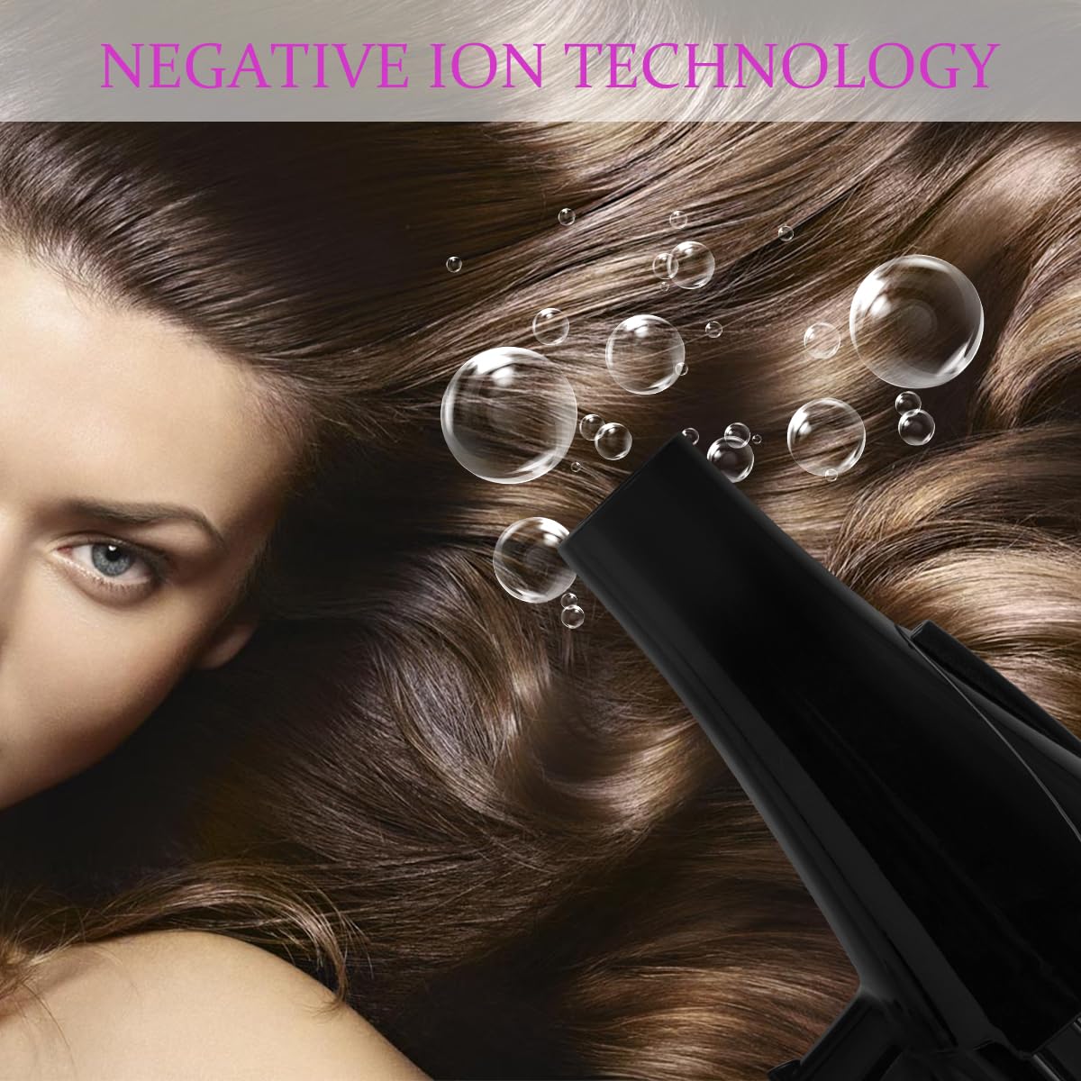 Professional Hair Dryer with Blue Light Far Infrared Negative Ionic 3500W Blow Dryer Fast Drying Heat Hairdryer Powerful Home Salon Hair Dryers with Attachment (Black)