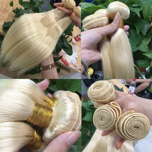 HC 613 Bundles Human Hair 30 Inch Blonde Straight Bundles 100% Unprocessed 10A Grade Brazilian Virgin Human Hair Bundles 1 Bundle Human Hair 613 Blonde Bundle (Single Bundles Human Hair)