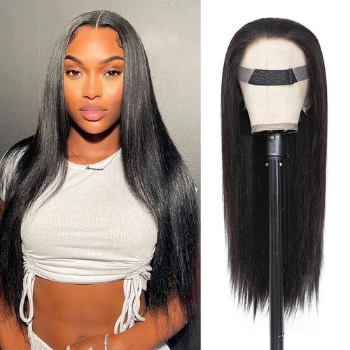 TONGMAY 250% Density Straight HD Lace Front Wigs Human Hair Pre Plucked Bleached Knots 13x4 Transparent Lace Frontal Wig with Baby Hair 100% Virgin Human Hair Wigs for Women (Natural Color,18 inch)