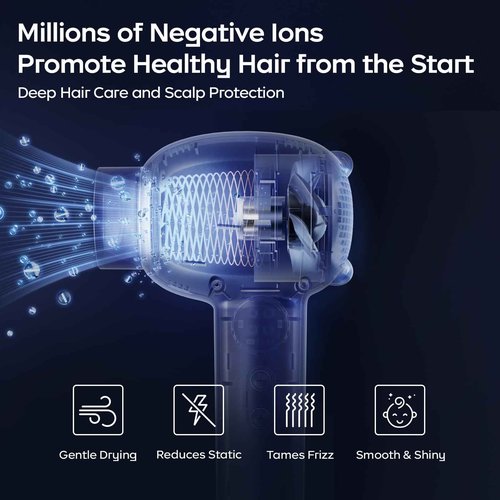 Bc Babycare Gentle Cordless Hair Dryer for Baby and Kids, Quiet Portable Mini Blow Dryer for Infant,Portable Travel Hair Dryer,Low Heat/Speed with 4 Model for Hair Diaper and Full Body (Purple)