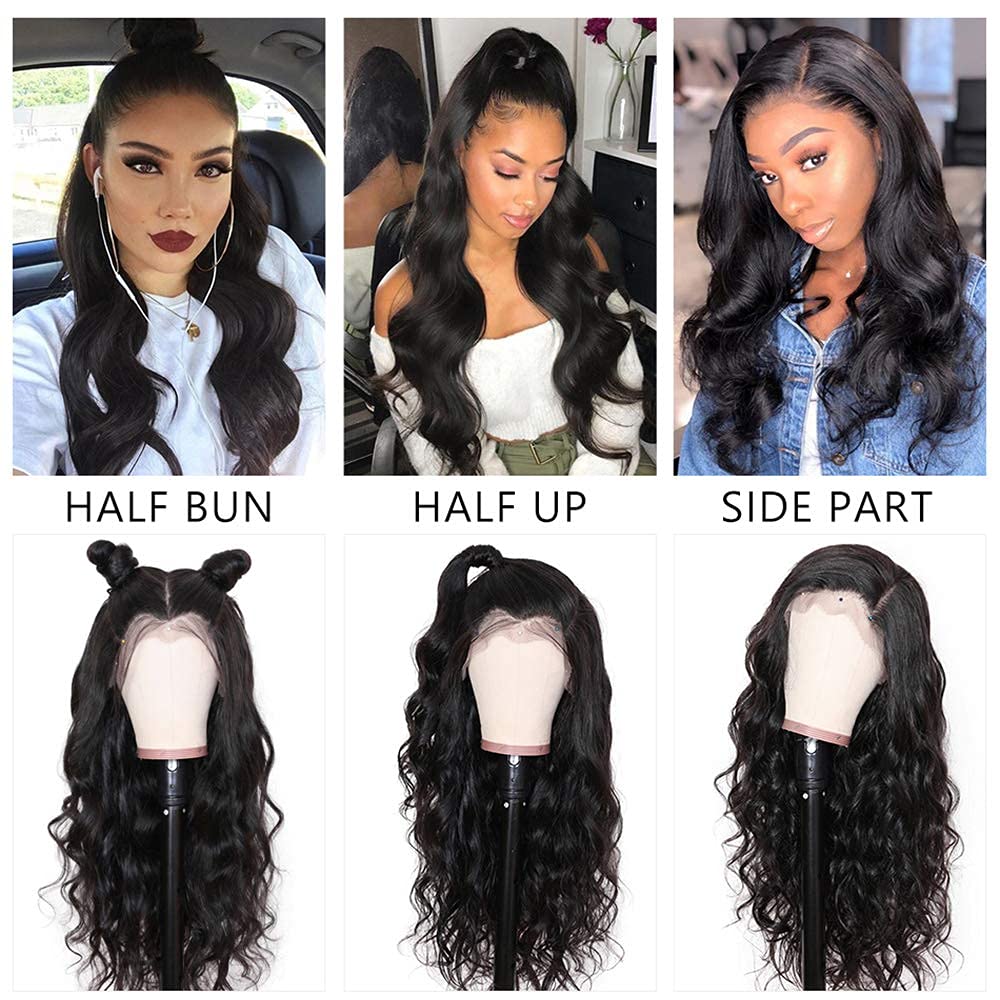 13x6 Body Wave Lace Front Wig Human Hair HD Transparent Body Wave Frontal Wig Pre Plucked With Baby Hair 26 Inch 200% Density Glueless Black Body Human Hair Wigs for Women