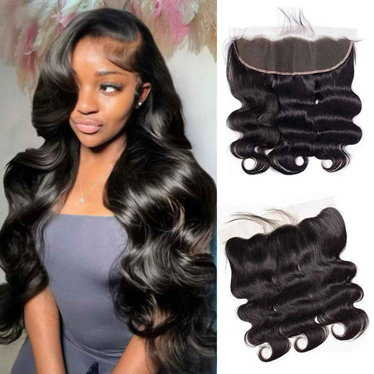 13x4 Lace Frontal Closure Body Wave Human Hair Ear to Ear HD Lace Frontal Closure Free Part Brazilian Body Wave Hair Extensions 150% Density Human Hair Pre Plucked with Baby Hair 18Inch