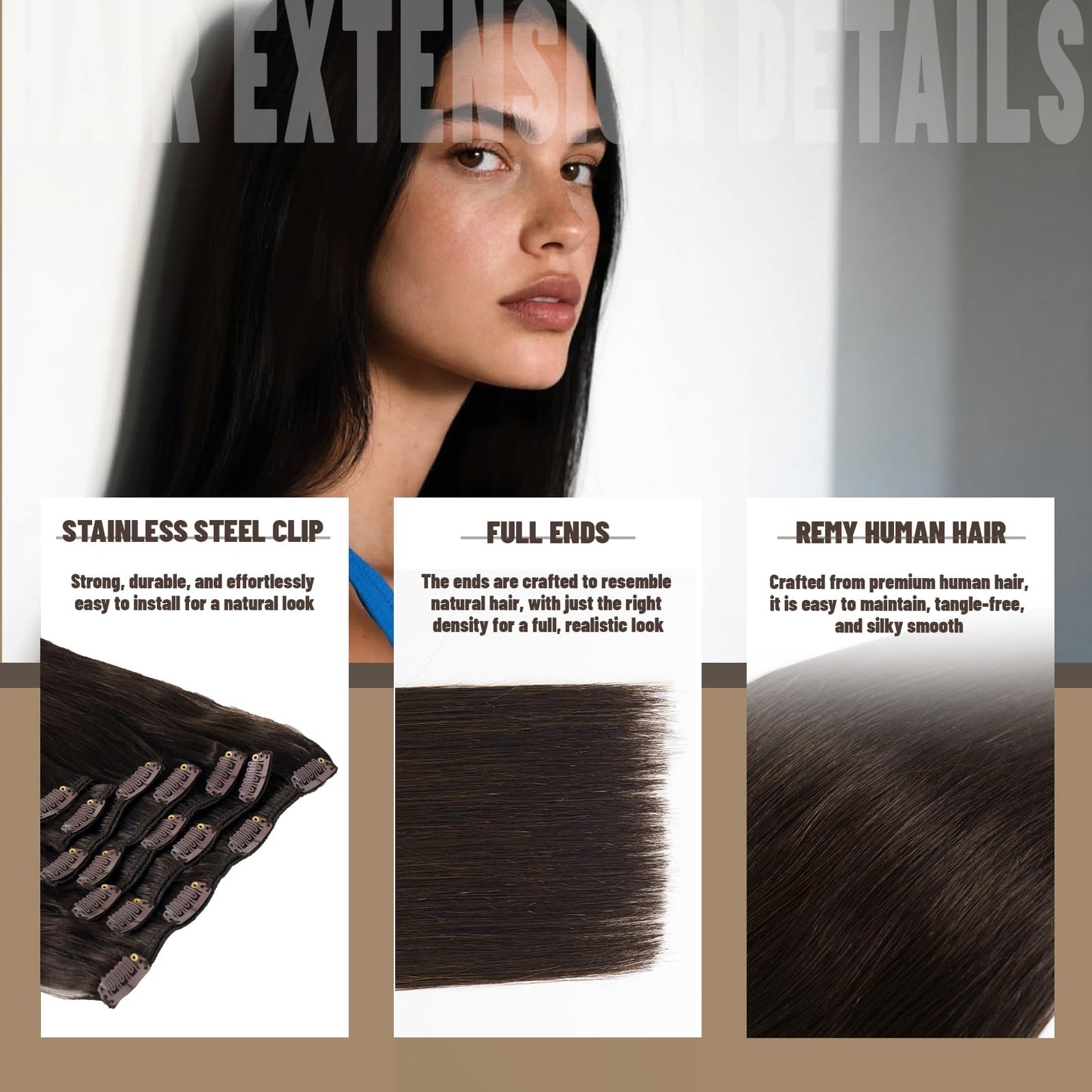 LuxeTress Clip in Hair Extensions Real Human Hair 16 Inch 120g 7Pcs Remy Extensions Double Weft Straight Hair Extensions for Add Volume (16in, 120g, #2)