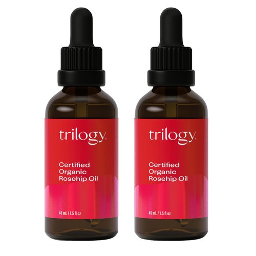 Trilogy Certified Organic Rosehip Oil Duo, Intensive Nourishment, Improves Appearance of Scars, Stretch Marks, Fine Lines, & Wrinkles, 1.5 fl oz Each