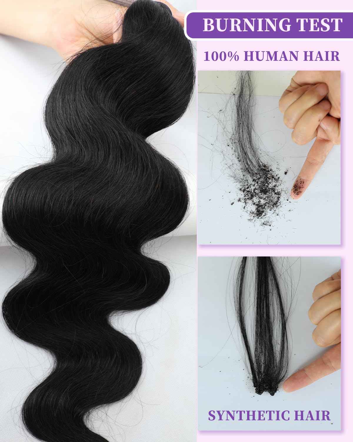 Human Hair Bundles 18 20 22 Inch 3 Bundles Human Hair Body Wave 12A Real 100% Raw Unprocessed Brazilian Virgin Sew in Quick Weave Natural Black Deals Thick Hair Extensions