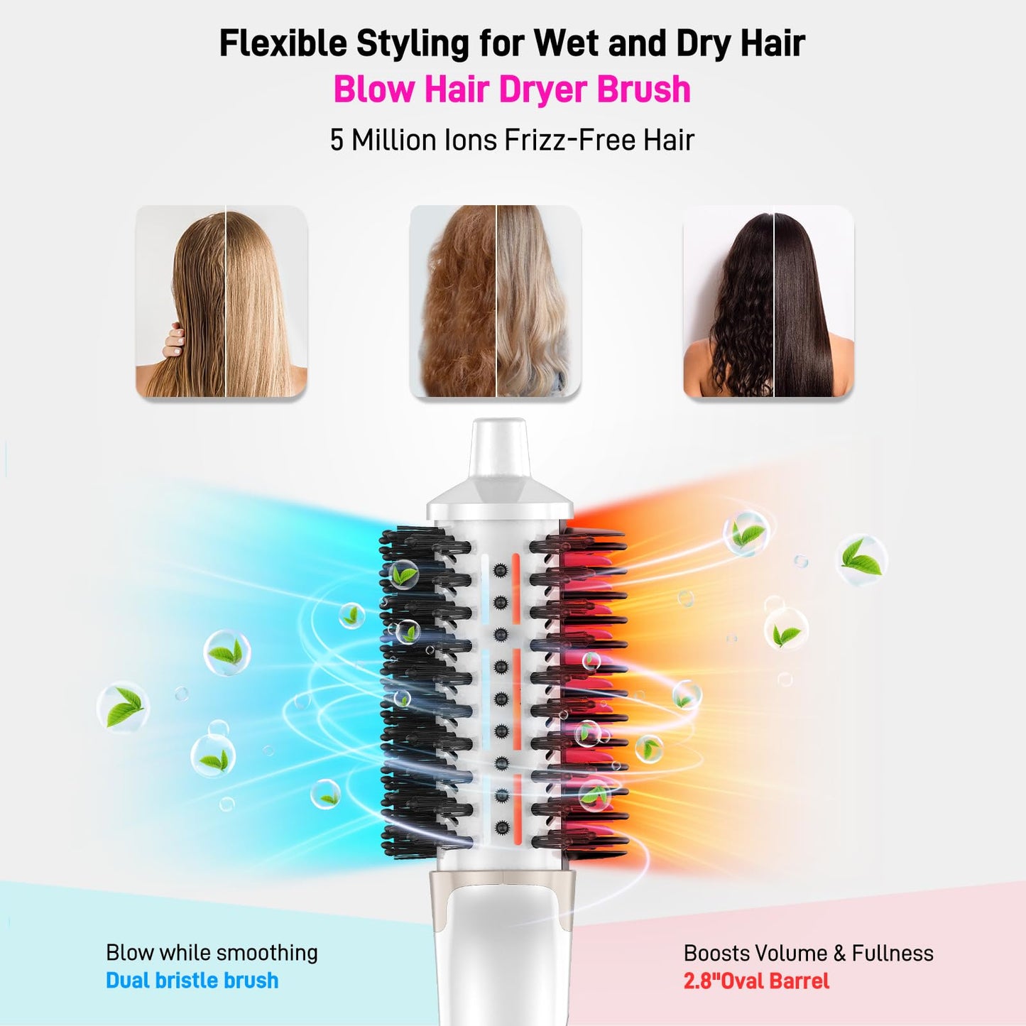 4-in-1 Hair Dryer Brush - Dual Mode Blow Dryer Brush & Ionic Heated Comb, Fast Heating Hot Air Straightener for Smooth