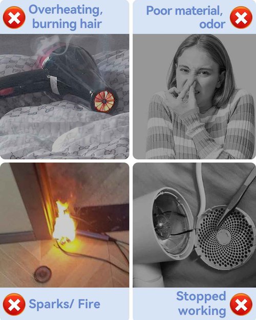 Hair Dryer, High-Speed Ionic Low Noise Blow Dryer with 160000 RPM Motor for Fast Drying, Thermo-Control Portable Hair Blow Dryer with Magnetic Nozzle for Home Travel Salon (P2306F Grey)