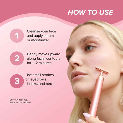 SKIN GYM Beauty Lifter Vibrating T-Bar Gold, Sonic Facial Massage Tool for Sculpting and Circulation