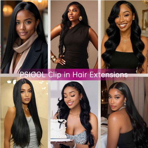 Clip in Hair Extensions Real Human Hair 24 Inch 120g 7pcs Invisible Seamless Real Hair Clip In Hairpiece, Double Layer Woven Real Hair, Specially Designed for Women, 1B Natural Black