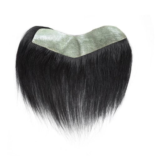 Maweilar Frontal Hairpiece for Men, Hair Extension Hairline Loss Straight Tape in Human Hair Toppers Replacement Toupee (Natural Black, 0.78"x6.3", 6")