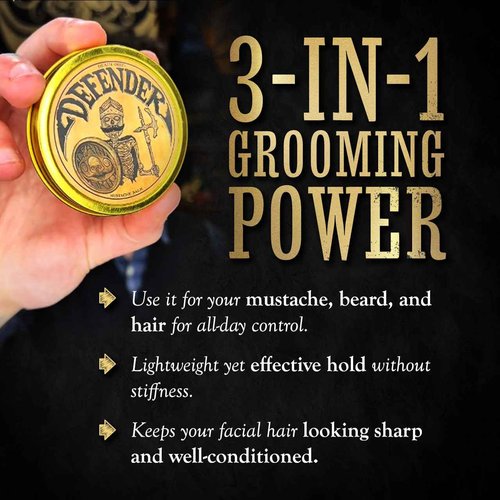 Mustache Balm for Men & Mustache Protector – Natural Styling & Conditioning Grooming Kit – Soften & Shape Facial Hair 2oz – Death Grip (Mustache Gift Set)
